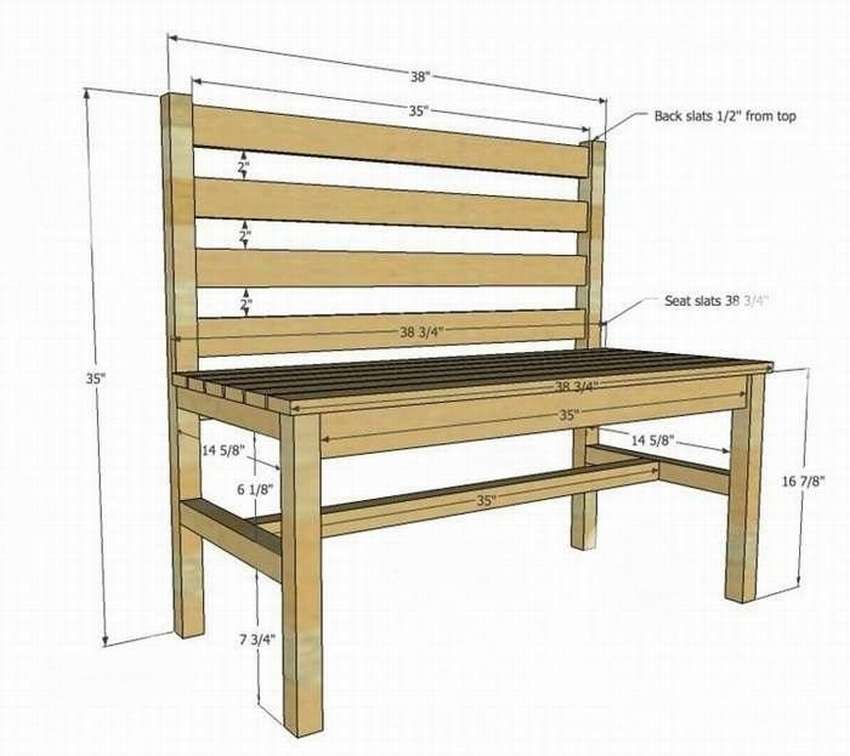 Скамейки из досок: 10 чертежей