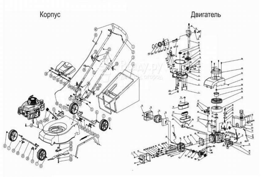 9 чертежей бензиновый газонокосилка, чтобы