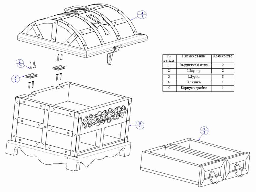 10 чертежей и схем сундуков