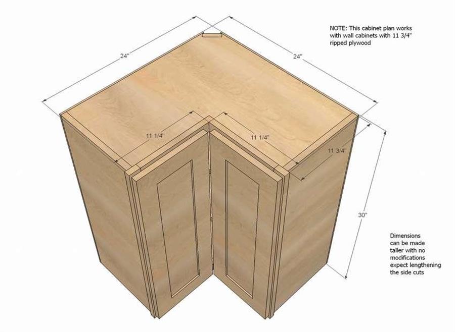 Угловой кухонный настенный шкаф (Чертежи
