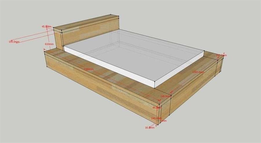 Деревянный каркас для двуспальной кровати