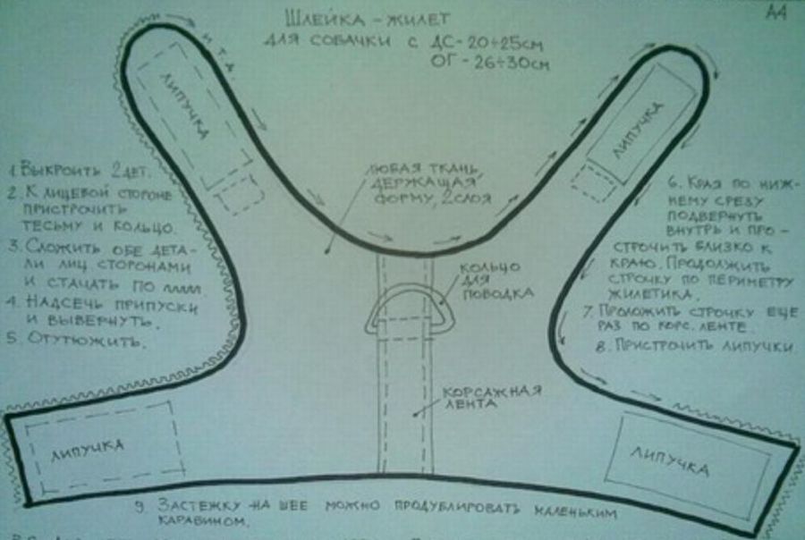 Выкройки - шлейка для собак