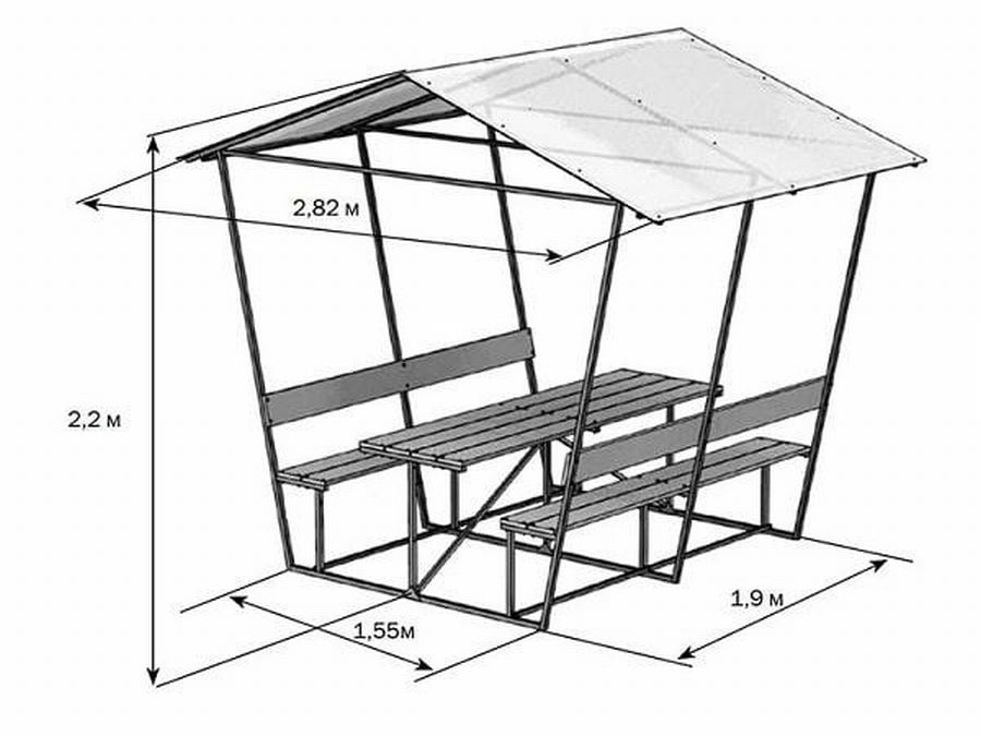 Стол в беседку из металла