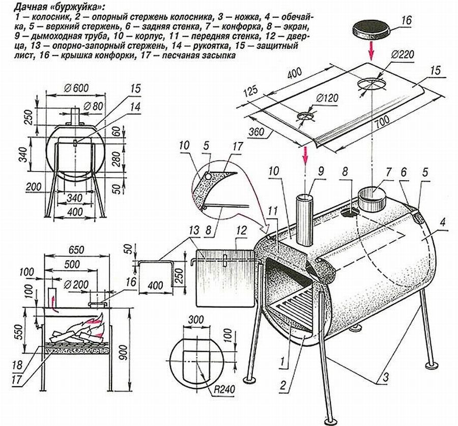 10 чертежей, чтобы сделать печь