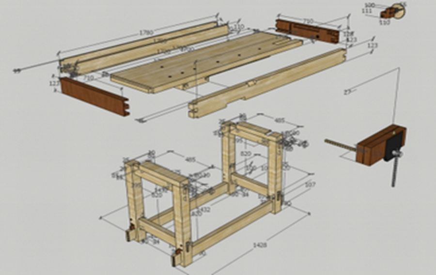 11 чертежей столярного стола