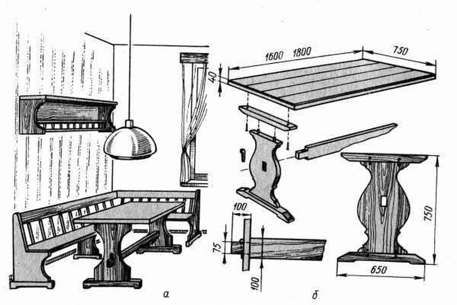 5 чертежей стола под старину