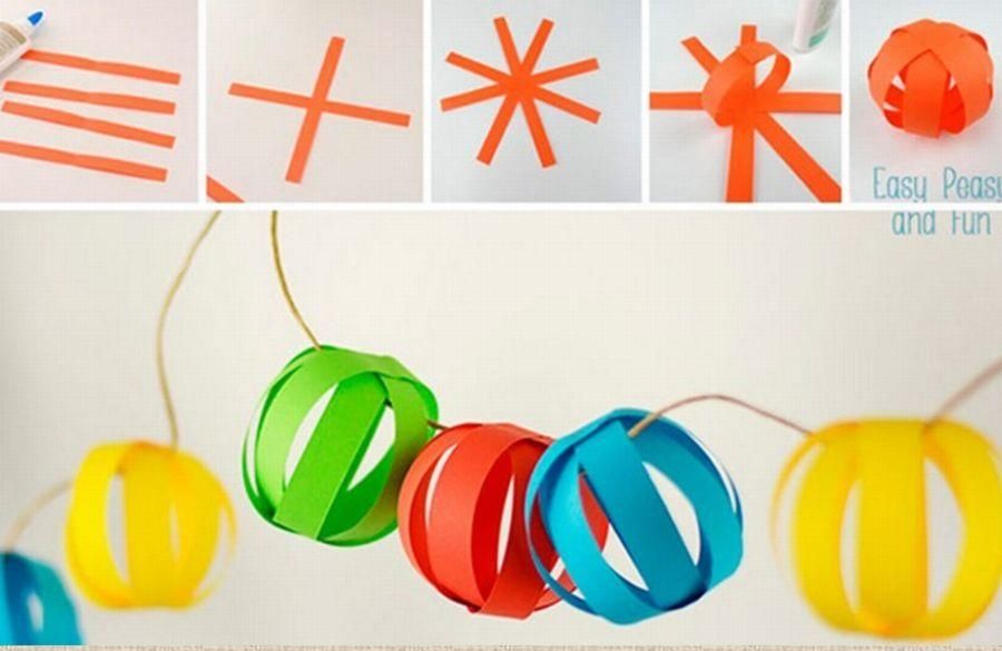Елочные игрушки из цветной бумаги