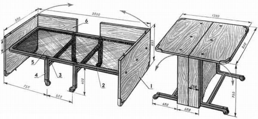 Стол-кровать — 12 чертежей готовых