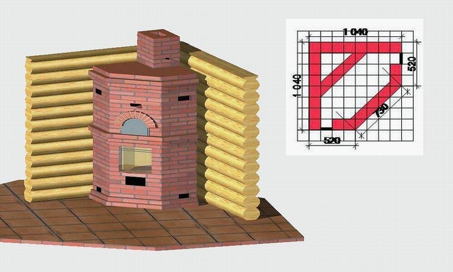 12 проектов угловой отопительной печи