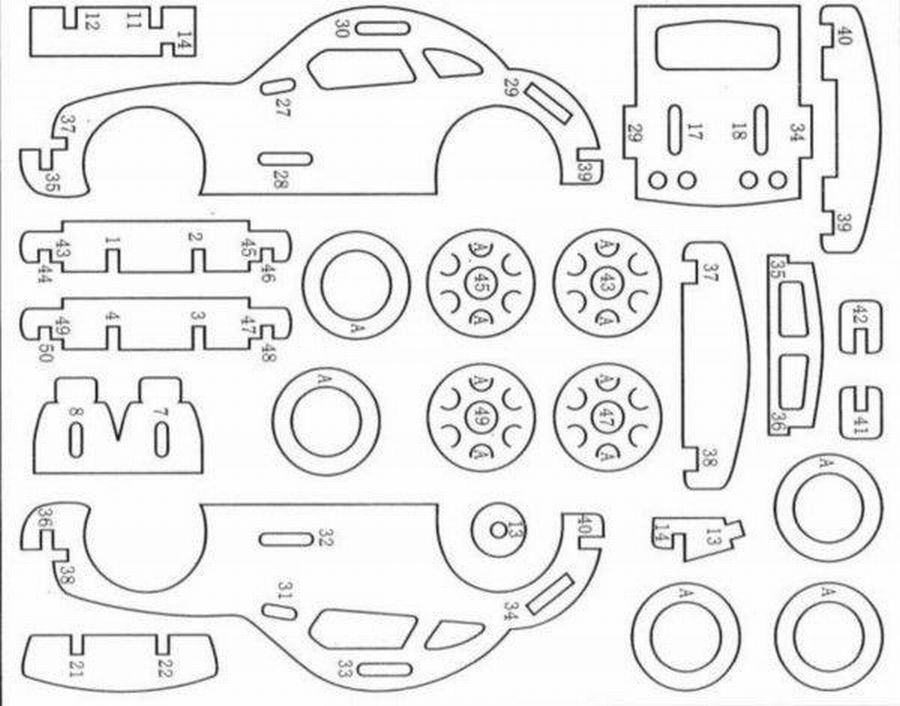 Машинки из фанеры: 10 чертежей