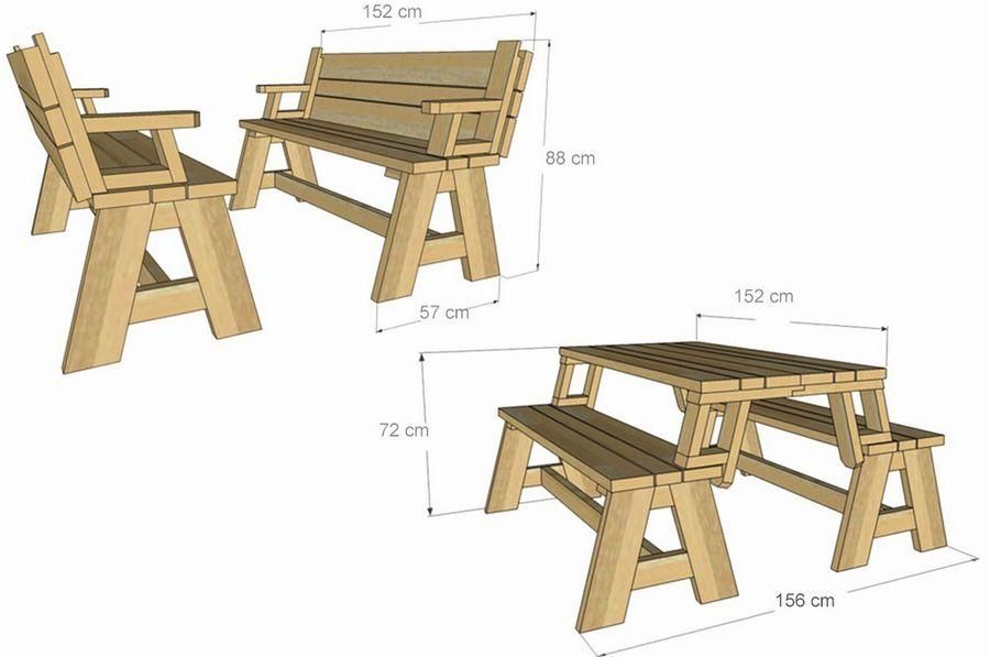 Стол-скамейка раздвижной - 12 чертежей