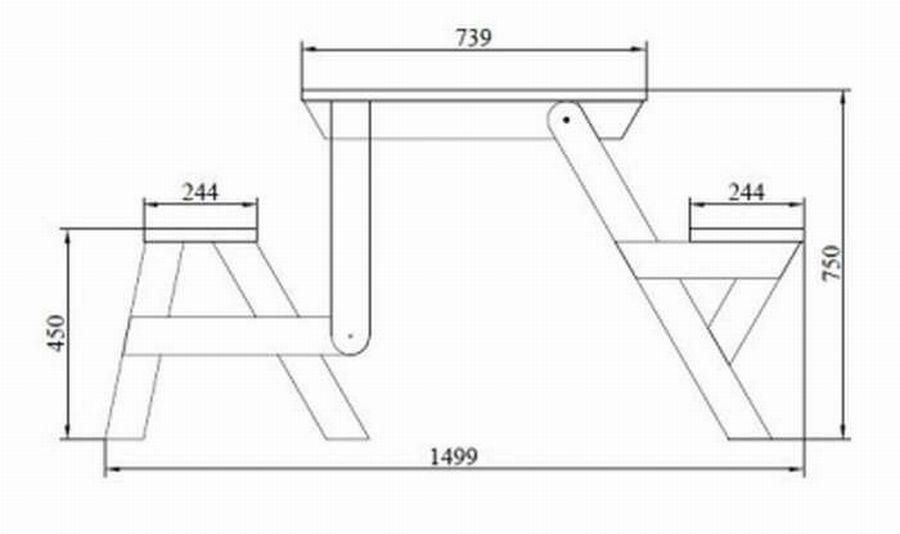 Стол-скамейка раздвижной - 12 чертежей