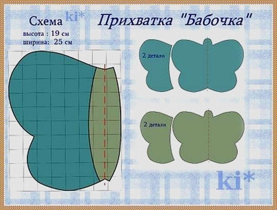 Прихватка бабочка - 17 выкроек