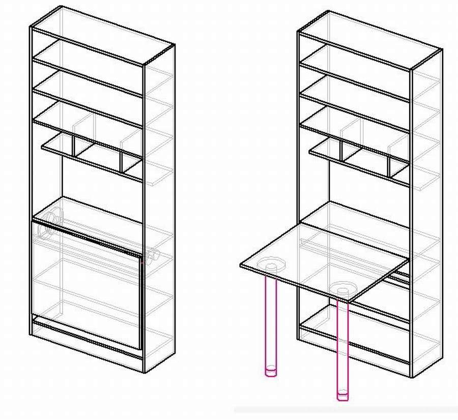 Откидной стол стеллаж трансформер 