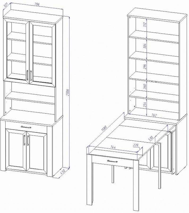 Откидной стол стеллаж трансформер 
