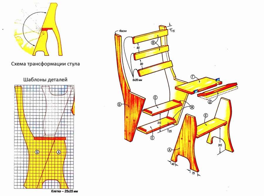 Деревянная стул-стремянка-трансформер: 15 super моделей