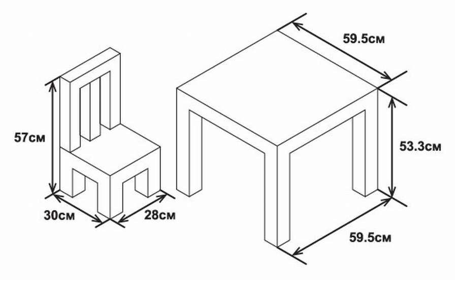 Детский стол (чертежи и размеры