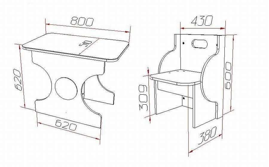 Детский стол (чертежи и размеры