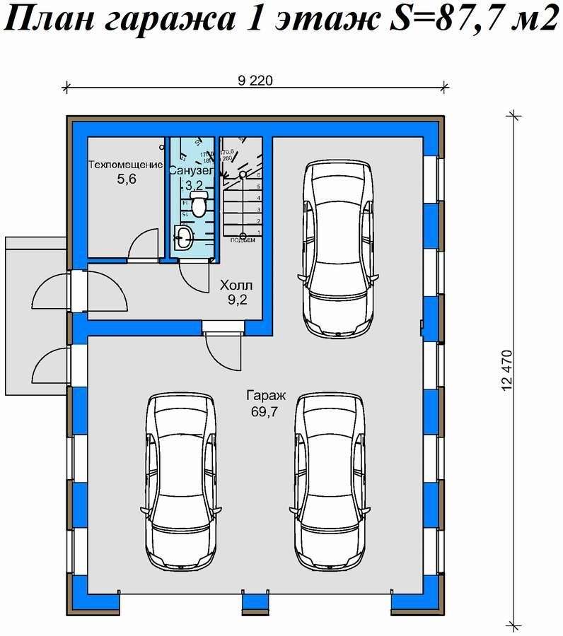 Проект гаража на 3 машины