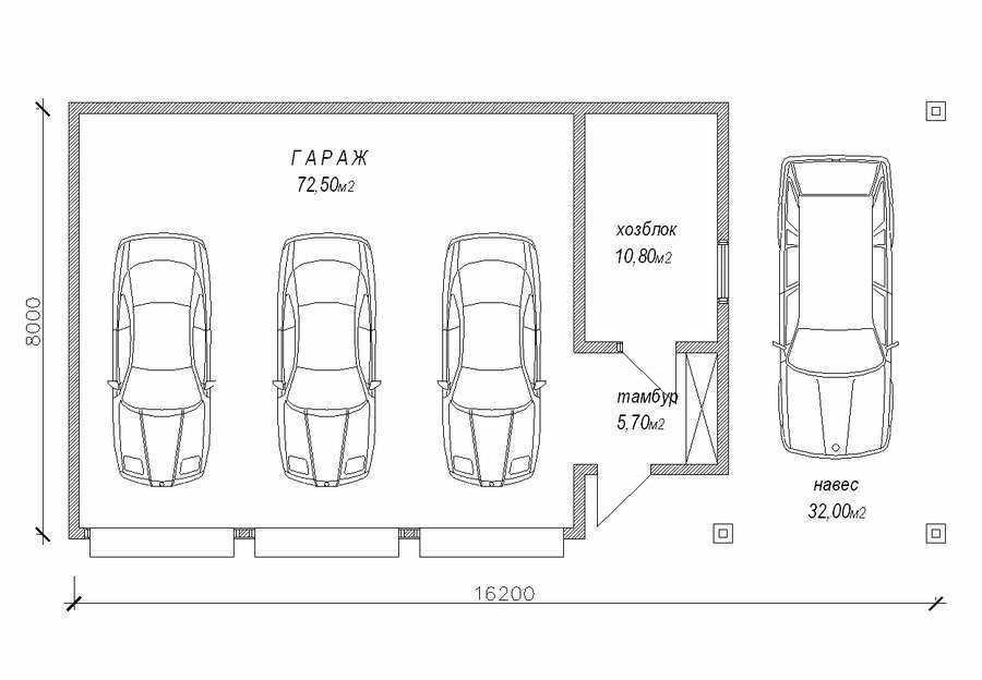Проект гаража на 3 машины