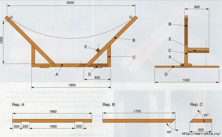 Гамак своими руками: чертежи, схемы