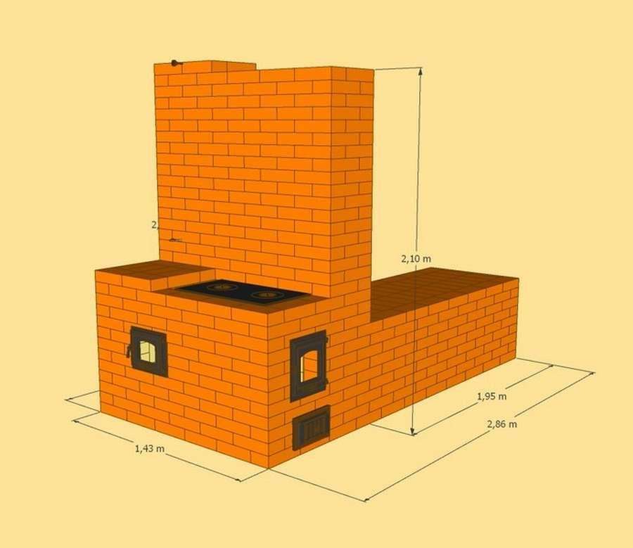 Печь с лежанкой из кирпича