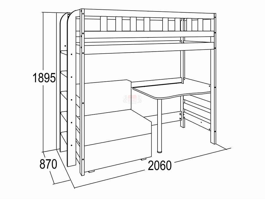 Кровать-чердак со столом - 10