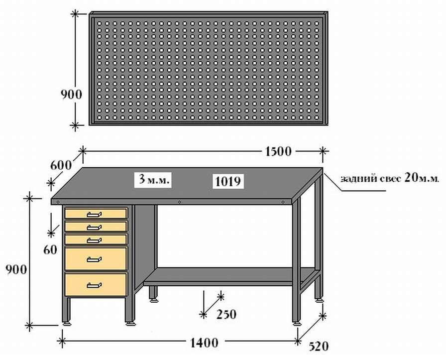 10 чертежей слесарного стола