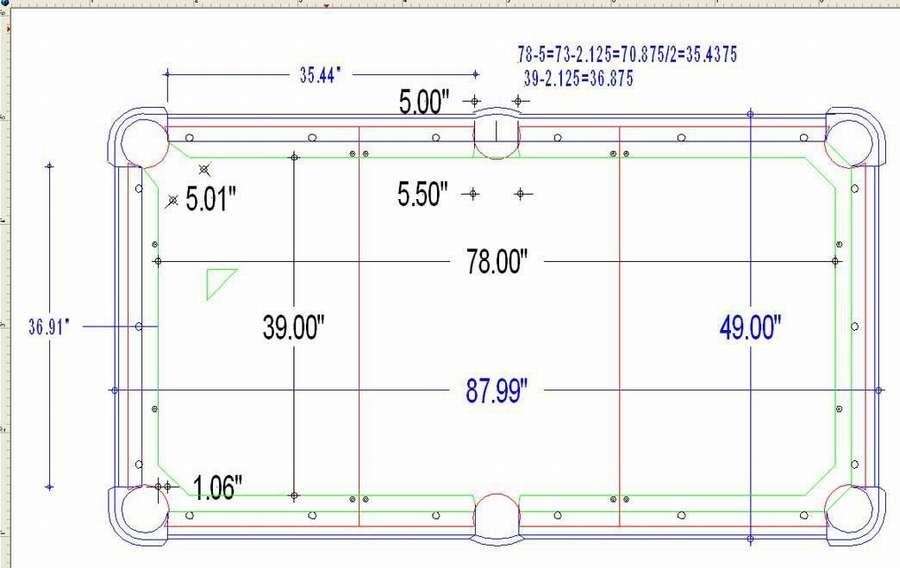 11 чертежей с размерами бильярдного