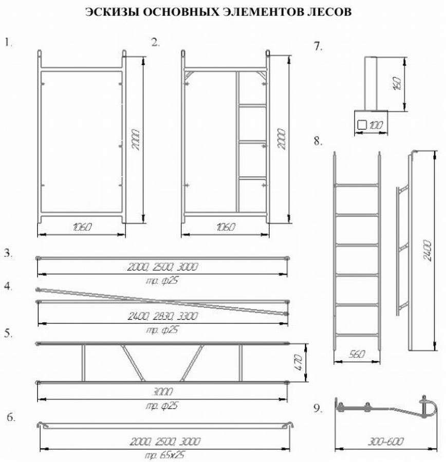 Леса строительные: 12 чертежей и