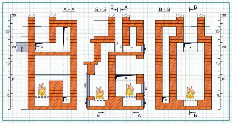 Печь длительного горения из кирпича