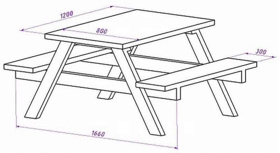 11 чертежей уличного стола
