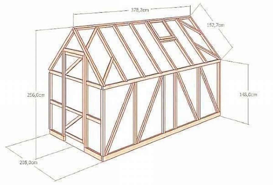11 чертежей теплиц из дерева