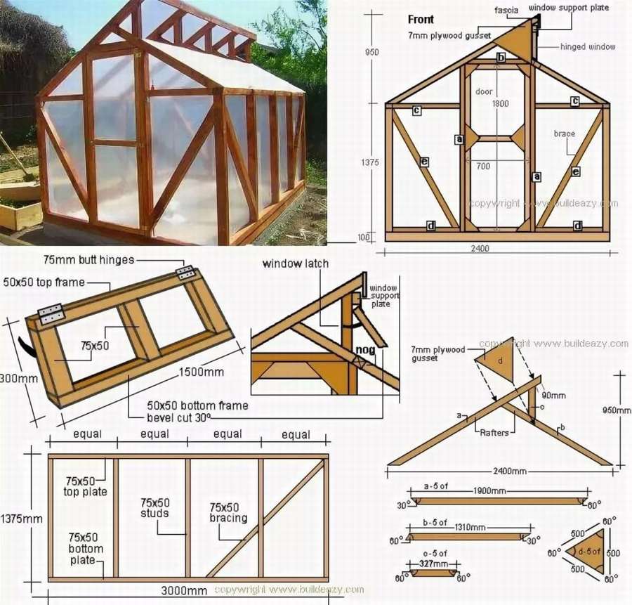 11 чертежей теплиц из дерева