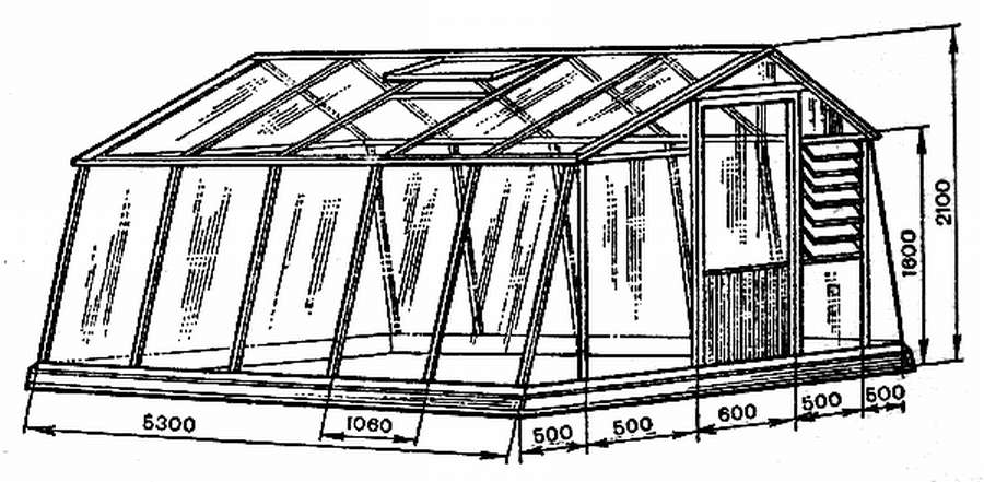 11 чертежей теплиц из дерева