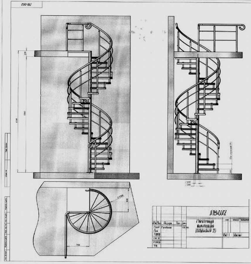 Винтовая лестница: чертежи, схемы, размеры