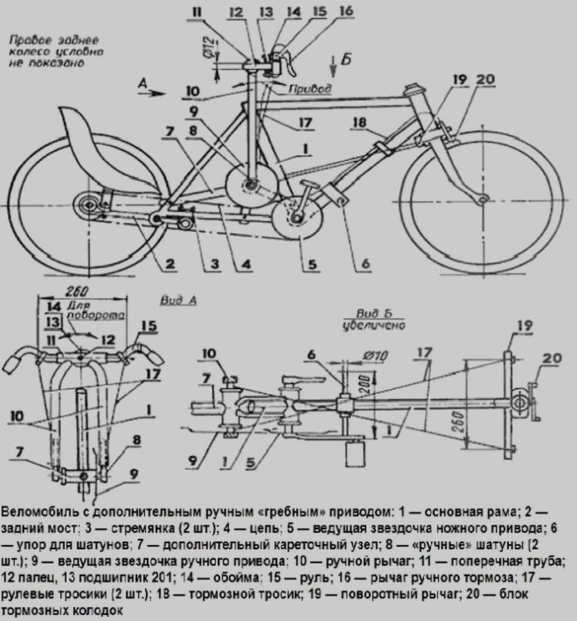 Веломобиль: 10 чертежей и схем