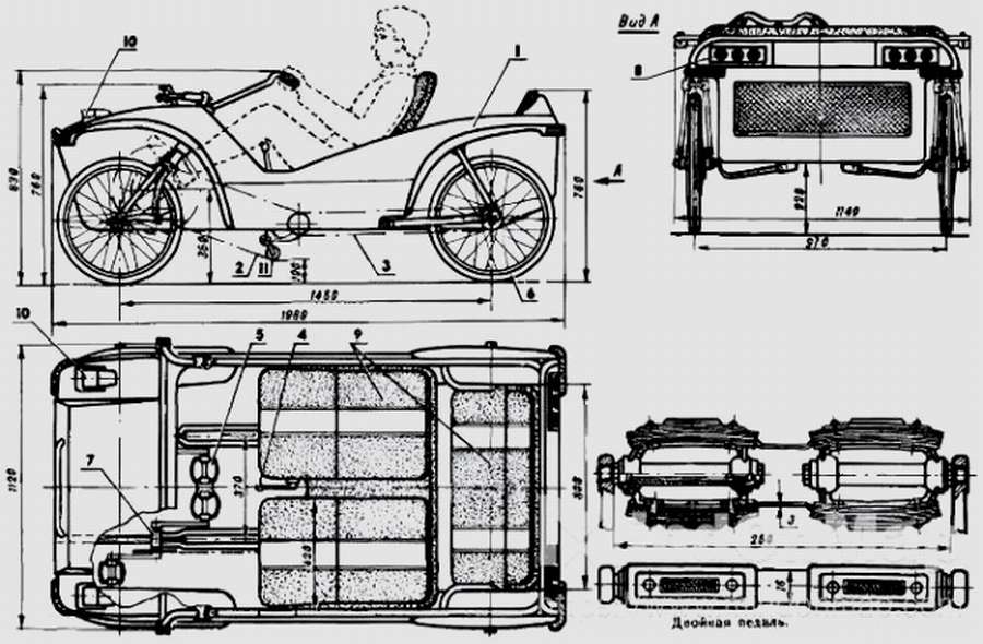 Веломобиль: 10 чертежей и схем