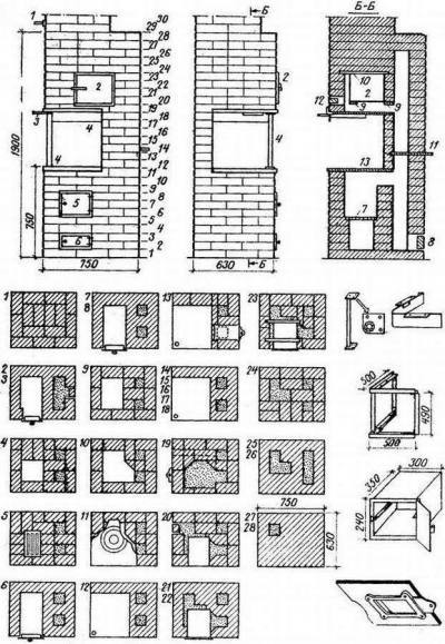 Варочная печь из кирпича: 15 ЧЕРТЕЖЕЙ (с размерами)