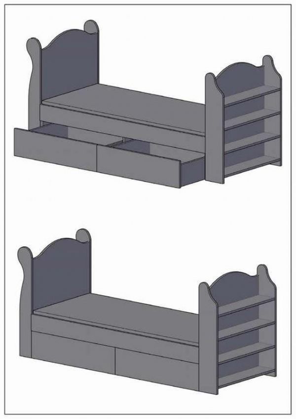 Детская кровать С ЯЩИКАМИ И ПОЛКАМИ - пошаговые фото и чертежи