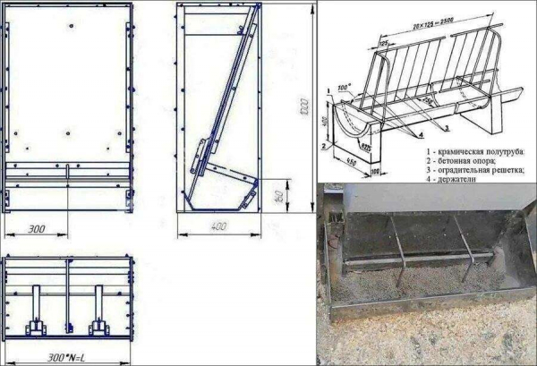 10 чертежей и схем кормушек для свиней [своими руками]