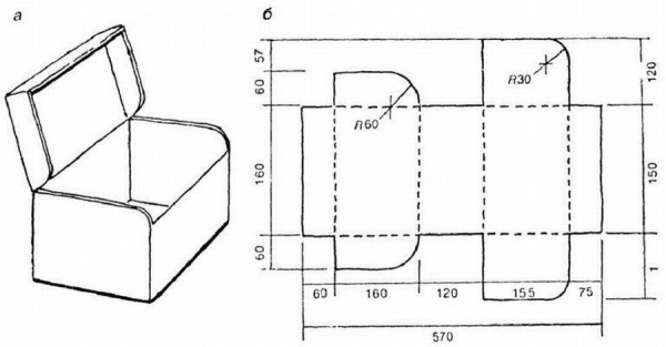 Шкатулка из картона: 10 чертежей, схем и шаблонов (с размерами)