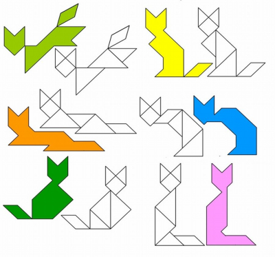 Геометрические головоломки "Танграм": 10 крутых чертежей и фото