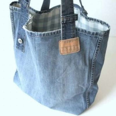 Хозяйственная сумка из старых джинсов. Фотообзор: 9 идей