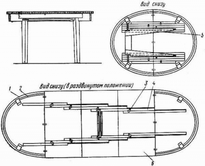 Стол раздвижной на шариковых направляющих- 5 чертежей