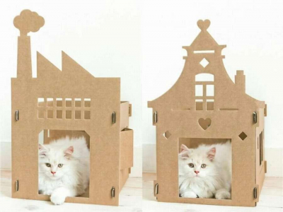 7 ФОТО примеров кошачьих домиков из картона