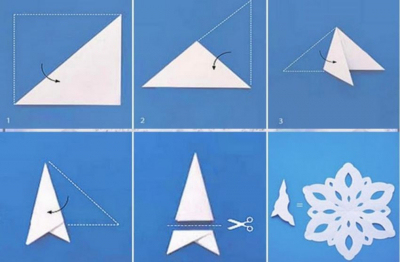 Как сделать снежинки из бумаги пошагово